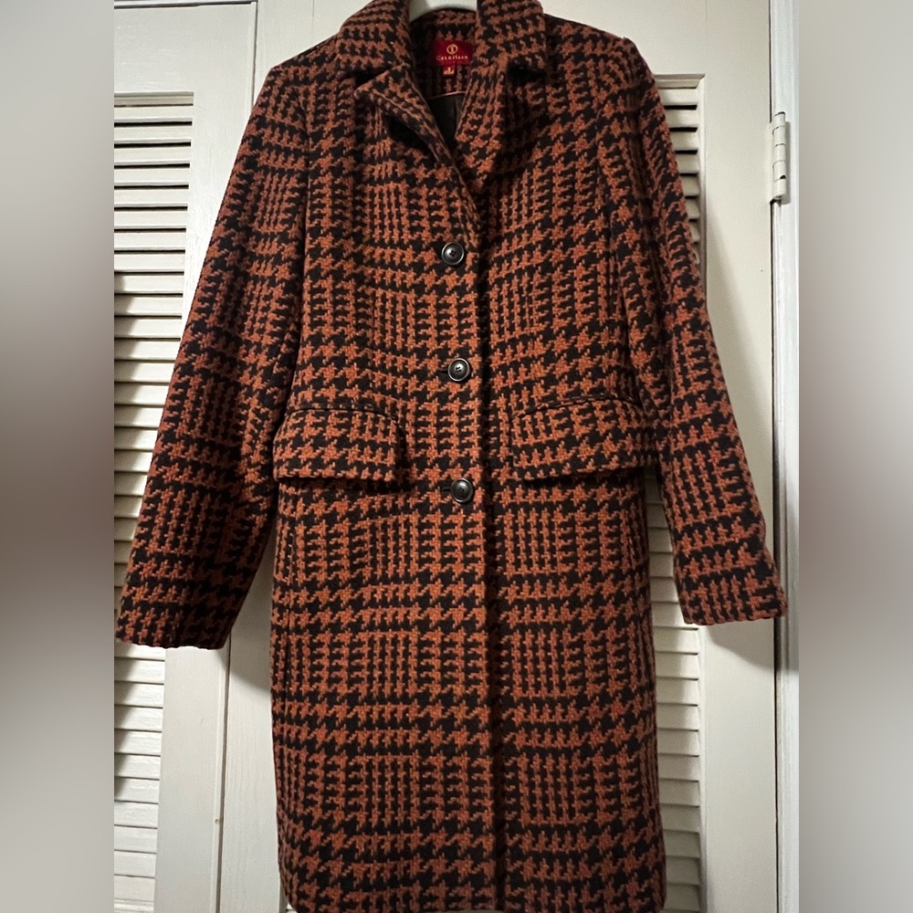 Houndstooth Patterned Women's Coat